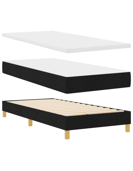 Letto Box Spring con Materasso  Nero 90x200 cm Tessuto