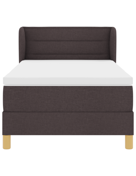 Letto Box Spring con Materasso  Marrone Scuro 90x200 cm Tessuto