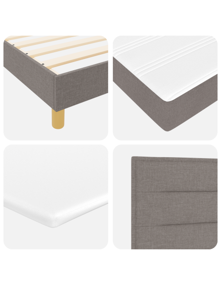 Letto Box Spring con Materasso Tortora 90x200 cm in Tessuto