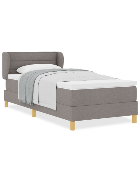 Letto Box Spring con Materasso Tortora 90x200 cm in Tessuto