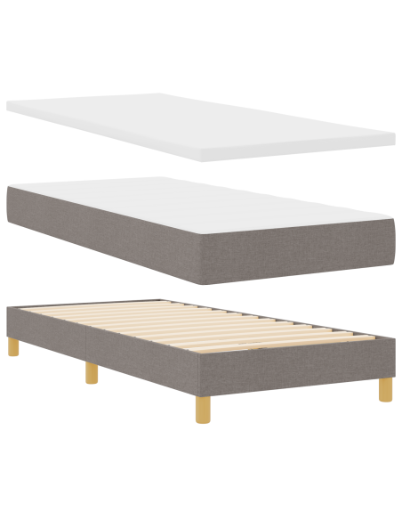 Letto Box Spring con Materasso Tortora 90x200 cm in Tessuto