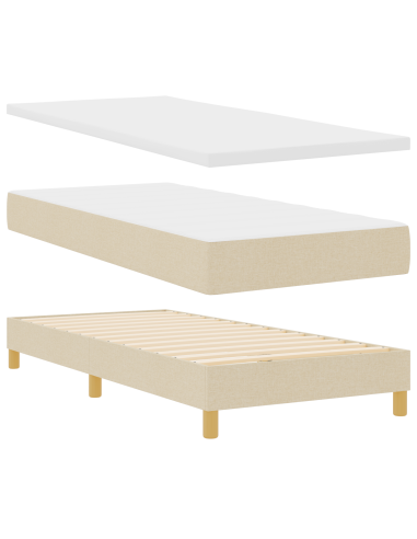 Letto a molle con materasso Crema 90 x 200 cm Tessuto