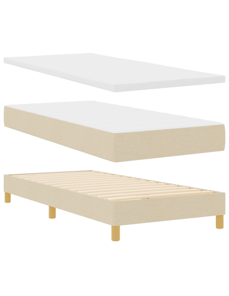 Letto Box Spring con Materasso Crema 90x200 cm Tessuto