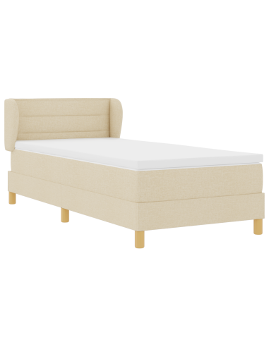 Letto a molle con materasso Crema 90 x 200 cm Tessuto