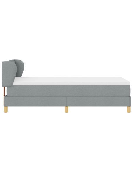 Letto a molle  con materasso grigio chiaro 100x200 cm in tessuto