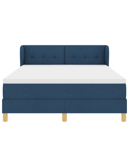 Letto Box Spring con Materasso Blu 140x200 cm in Tessuto
