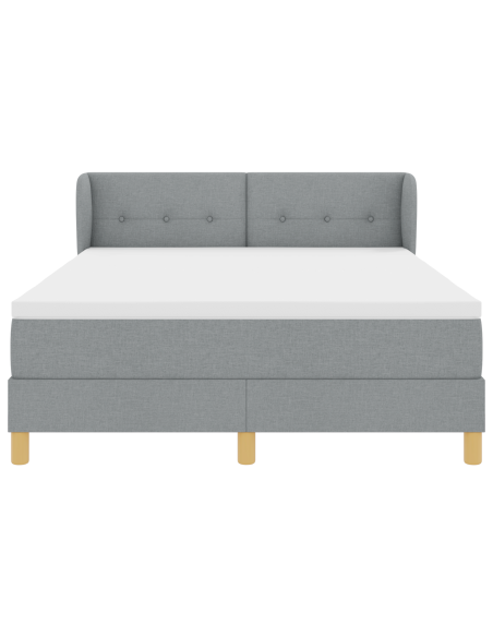 Letto Box Spring con Materasso - Grigio Chiaro, 160x200 cm, Tessuto