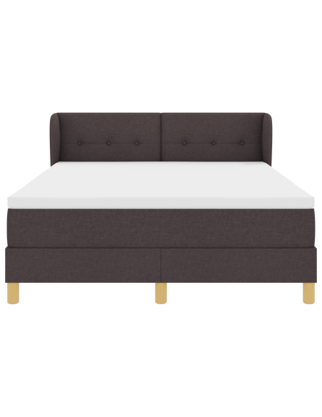 Letto Box Spring con Materasso - Marrone Scuro, 160x200 cm, Tessuto