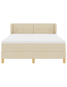 Letto a molle con materasso Crema 160 x 200 cm Tessuto 2