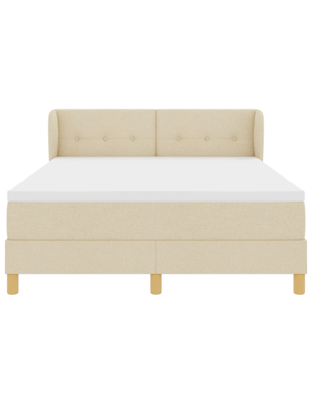 Letto a molle con materasso Crema 160 x 200 cm Tessuto