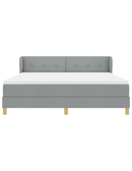 Letto Box Spring con Materasso in Grigio Chiaro, 180x200 cm, Tessuto