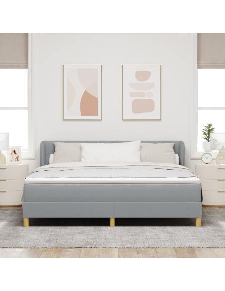 Letto Box Spring con Materasso in Grigio Chiaro, 180x200 cm, Tessuto