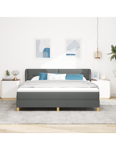 letaXL Letto a Rete con Materasso Grigio Scuro 180x200 cm Tessuto