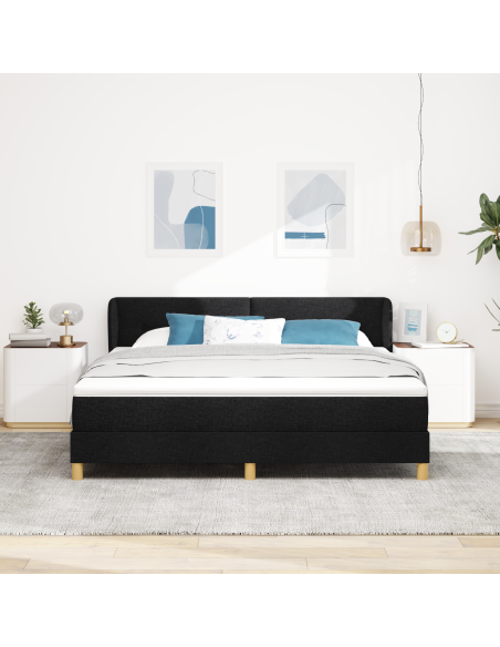Letto Box Spring con Materasso Nero 180x200 cm Tessuto