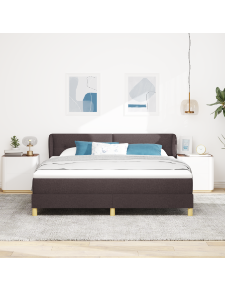 Letto con Materasso in Tessuto Marrone Scuro, 180x200 cm