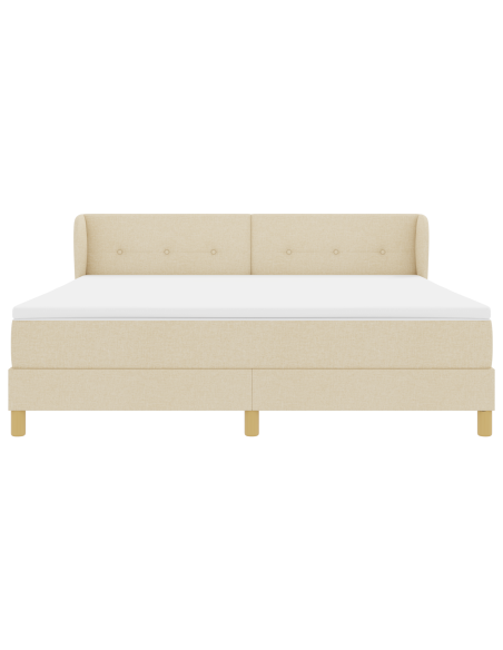 Letto Box Spring  con Materasso in Panna, 180x200 cm, Tessuto