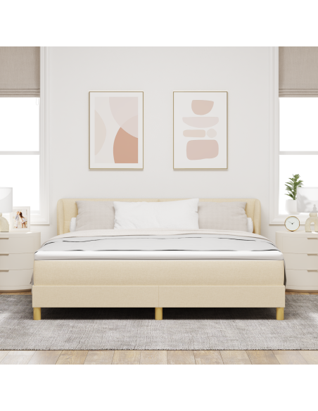 Letto Box Spring  con Materasso in Panna, 180x200 cm, Tessuto
