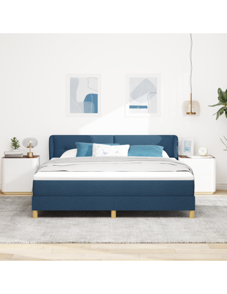 Letto con Rete a Molla e Materasso - Blu, 180x200 cm, Tessuto