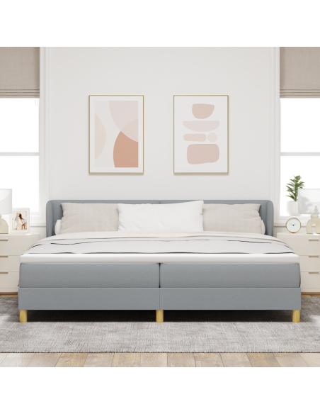 Letto a Box Spring  con materasso grigio chiaro 200x200 cm in tessuto