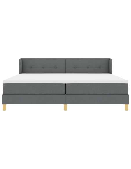 Letto a Materasso Box Spring  - Grigio Scuro, 200x200 cm in Tessuto
