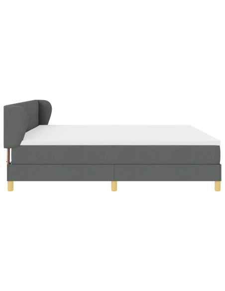 Letto a Materasso Box Spring  - Grigio Scuro, 200x200 cm in Tessuto