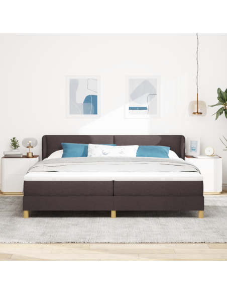 Letto Box Spring con Materasso Marrone Scuro 200x200 cm in Tessuto