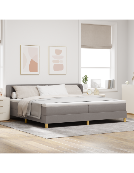 Letto Box Spring con Materasso in Tortora - 200x200 cm Tessuto