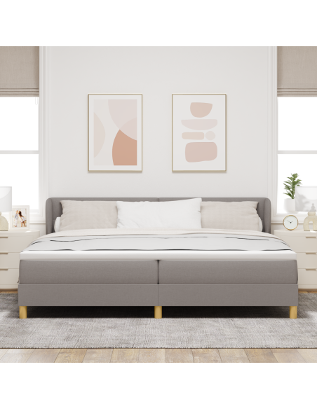 Letto Box Spring con Materasso in Tortora - 200x200 cm Tessuto