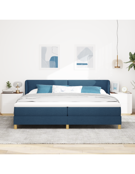 Letto con Rete a Prezzo con Materasso Blu 200x200 cm Tessuto