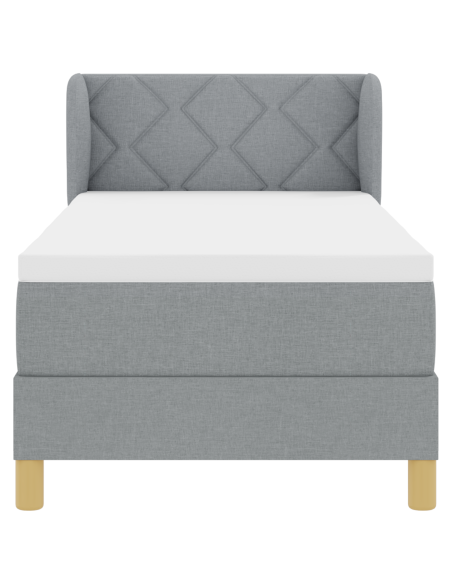 Letto Box Spring con Materasso Grigio Chiaro 80x200 cm in Tessuto