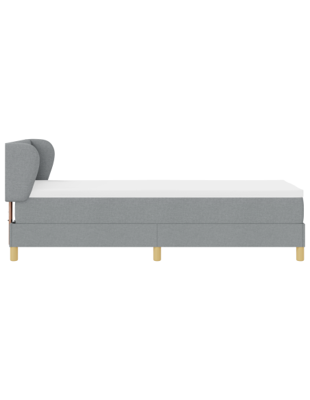 Letto Box Spring con Materasso Grigio Chiaro 80x200 cm in Tessuto
