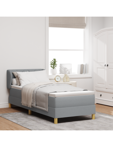 Letto Box Spring con Materasso Grigio Chiaro 80x200 cm in Tessuto