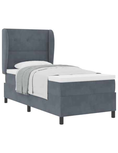 Letto Box Spring con Materasso Grigio Scuro 80x200 cm Velluto