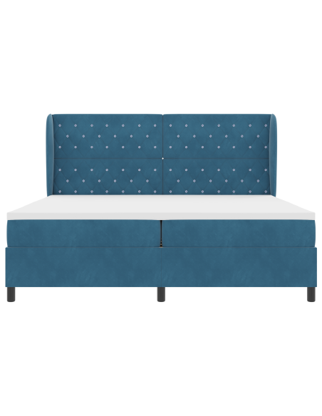 Letto Box Spring  con Materasso Blu Scuro 200x200 cm Velluto