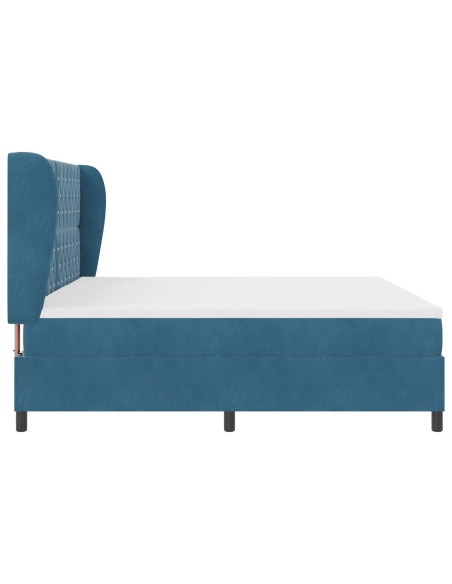 Letto Box Spring  con Materasso Blu Scuro 200x200 cm Velluto