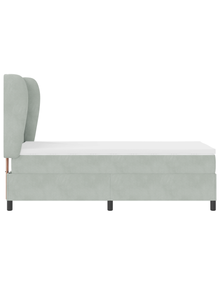 Letto Box Spring con Materasso Grigio Chiaro 80x200 cm in Velluto