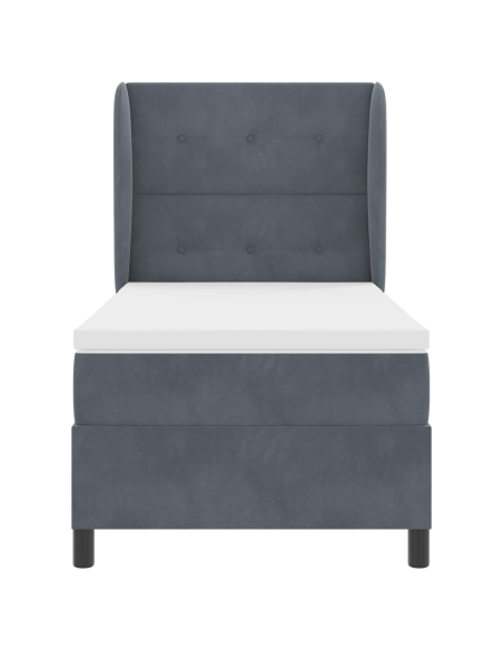 Letto Box Spring con Materasso Grigio Scuro 80x200 cm Velluto