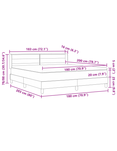 Letto a molle Grigio chiaro 200 x 180 cm Poliestere
