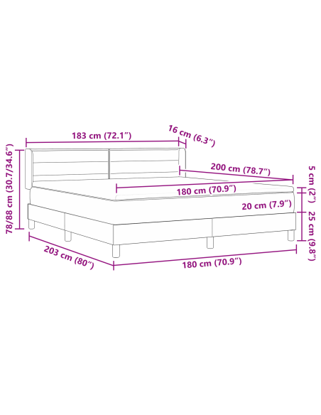 Letto a molle Grigio chiaro 200 x 180 cm Poliestere