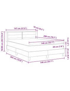 Letto a molle con materasso Blu 200 x 140 cm Poliestere