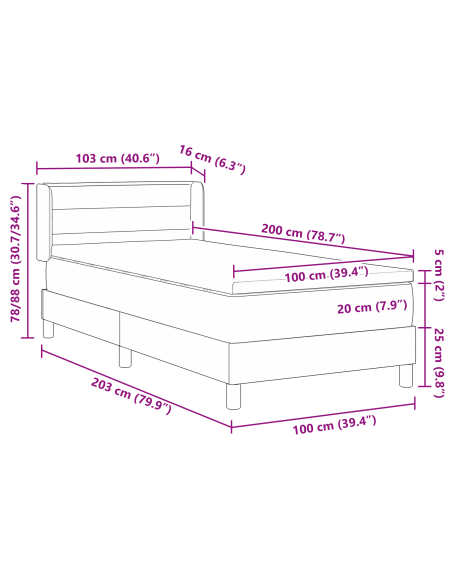 Letto con contenitore  con materasso Blu 100x200 cm Tessuto