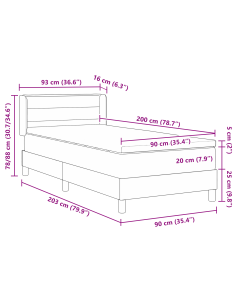 Letto a molle con materasso Crema 200 x 90 cm Poliestere
