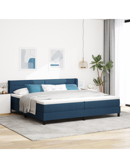 Letto a Molle e Materasso Blu 200x200 cm Tessuto