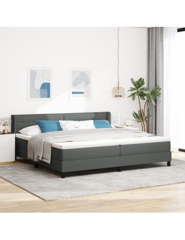Letto a molle con testiera Grigio scuro 200 x 200 cm Poliestere