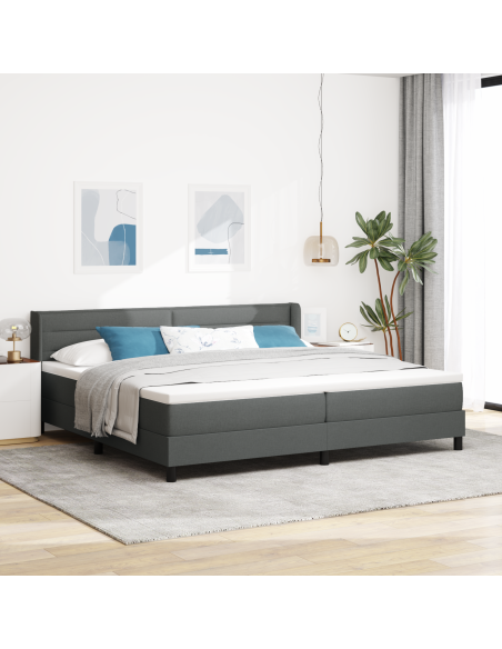 Letto a baldacchino con materasso grigio scuro 200x200 cm tessuto