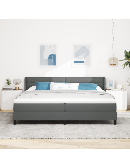 Letto a molle con testiera Grigio scuro 200 x 200 cm Poliestere