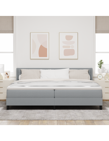 Letto Box Spring  con Materasso Grigio Chiaro 200x200 cm Tessuto