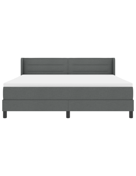Letto con Box Spring e Materasso Grigio Scuro 180x200 cm in Tessuto