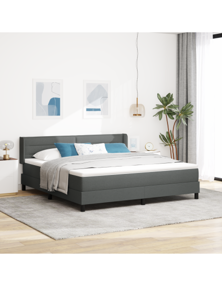 Letto con Box Spring e Materasso Grigio Scuro 180x200 cm in Tessuto