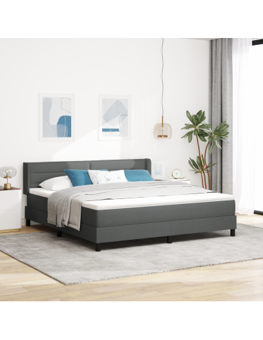 Letto a molle con testiera Grigio scuro 200 x 180 cm Poliestere